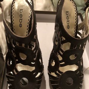 Chocolate brown circle cutout platform sandals!